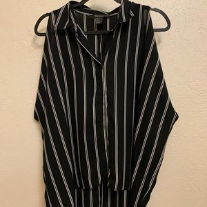 Forever 21 long striped off-shoulder shirt blouse